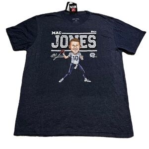 New England Patriots Shirt Men L‎ Blue Mac Jones Cartoon NFL Football NWT